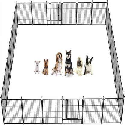 Rollick Dog Playpen Outdoor, 24 Panels 32" Height Dog Fence Exercise Pen with Doors for Medium/Small Dogs, Pet Puppy Playpen for RV, Camping, Yard