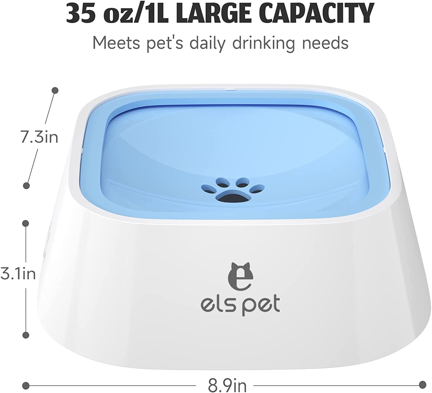 Dog Bowl No Spill, Pet Water Bowl No Drip Slow Water Feeder Cat Bowl, Pet Water Dispenser 35Oz/1L Travel Water Bowl for Dogs, Cats