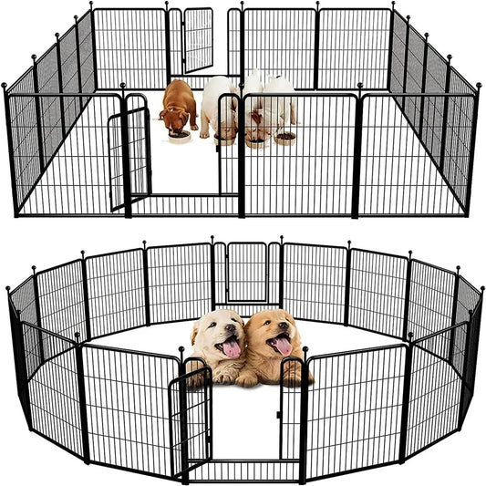 Rollick Dog Playpen Outdoor,16 Panels 32" Height Dog Fence Exercise Pen with Doors for Large/Medium/Small Dogs, Pet Puppy Playpen for RV, Camping, Yard