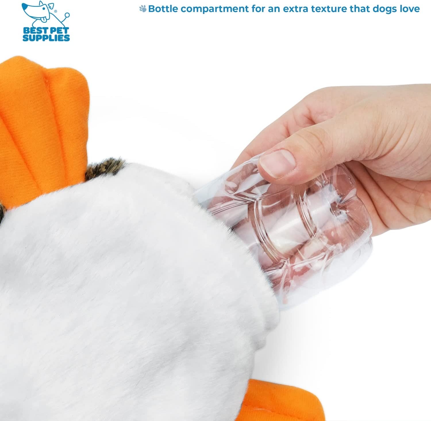 2-In-1 Stuffless Squeaky Dog Toys with Soft, Durable Fabric for Small, Medium, and Large Pets, No Stuffing for Indoor Play, Holds a Plastic Bottle