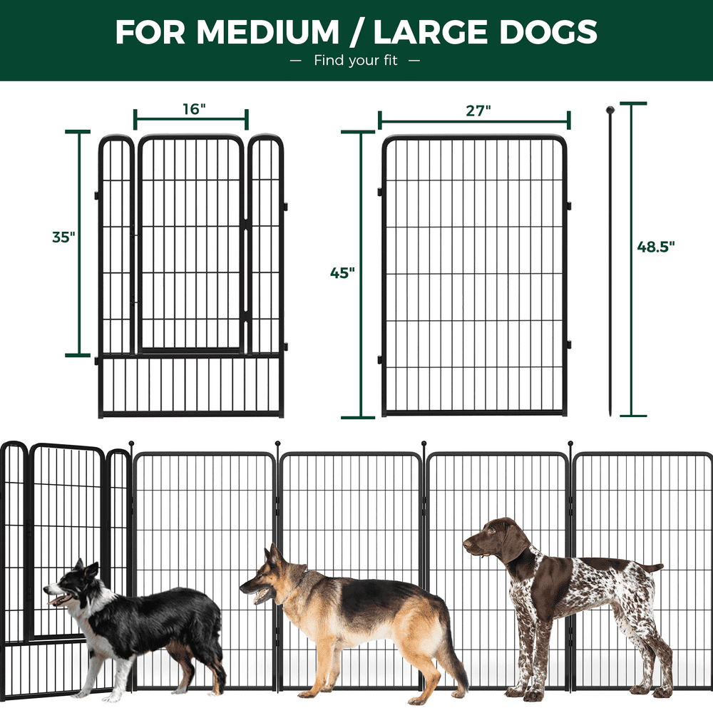 Rollick Dog Playpen Outdoor, 32 Panels 45" Height Dog Fence Exercise Pen with Doors for Large/Medium/Small Dogs, Pet Puppy Playpen for RV, Camping, Yard