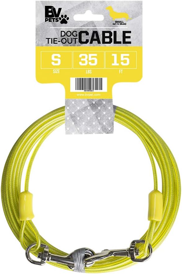 Pet Tie Out Cable for Dogs up to 90/125/ 250 Pounds, 25/30 Feet (125Lbs/ 60Ft/ Trolley)