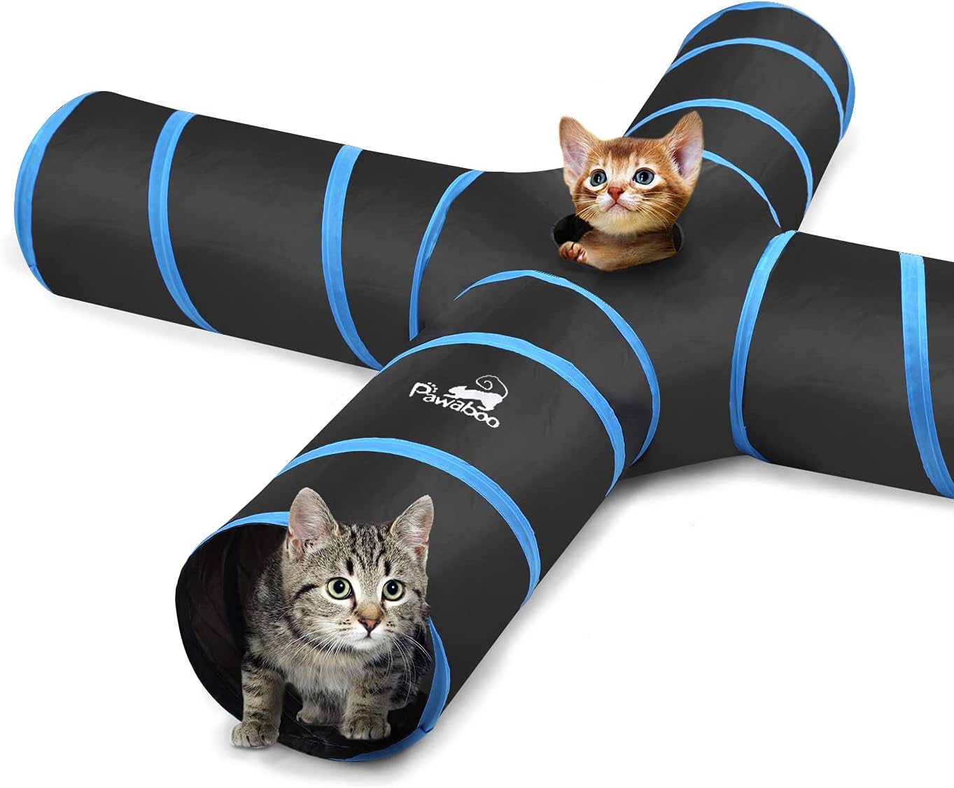 Cat Toys, Cat Tunnel Tube 3-Way Tunnels Extensible Collapsible Cat Play Tent Interactive Toy Maze Cat House Bed with Balls and Bells for Cat Kitten Kitty Rabbit Small Animal