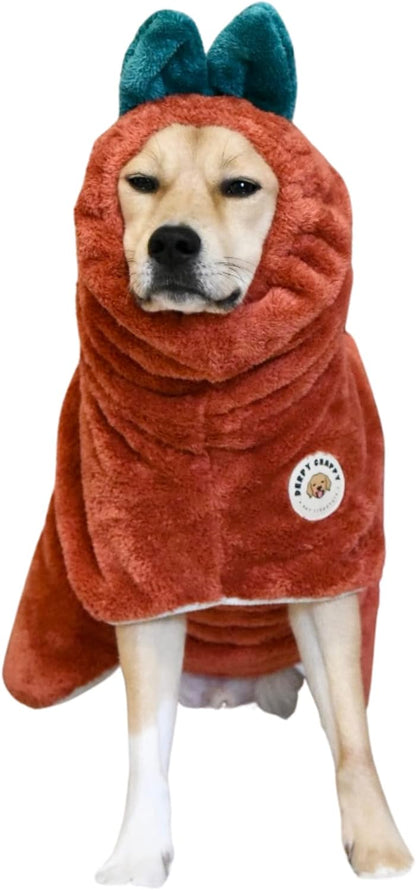 Derpy Chappy Premium Dog Bathrobe Towel, Absorbent Microfiber Robe for Small Medium Extra Large Dogs and Cats, Stylish Cozy Quick Pet Drying Towels after Bath, Pool or Beach