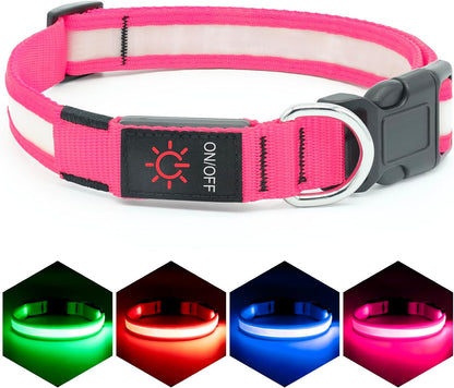 LED Dog Collar, Light up Dog Collar, Adjustable, USB Rechargeable, Super Bright Safety Light, Glowing Collars for Dogs