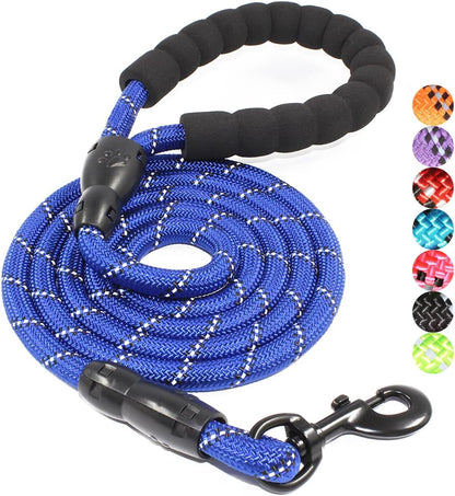 2/4/5/6 FT Dog Leash with Comfortable Padded Handle and Highly Reflective Threads for Small Medium and Large Dogs (5FT-1/2'', Black)