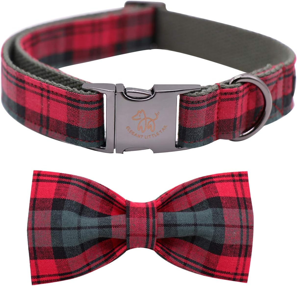 Dog Collar with Bow, Cotton & Webbing, Bowtie Dog Collar, Adjustable Dog Collars for Small Medium Large Dogs and Cats