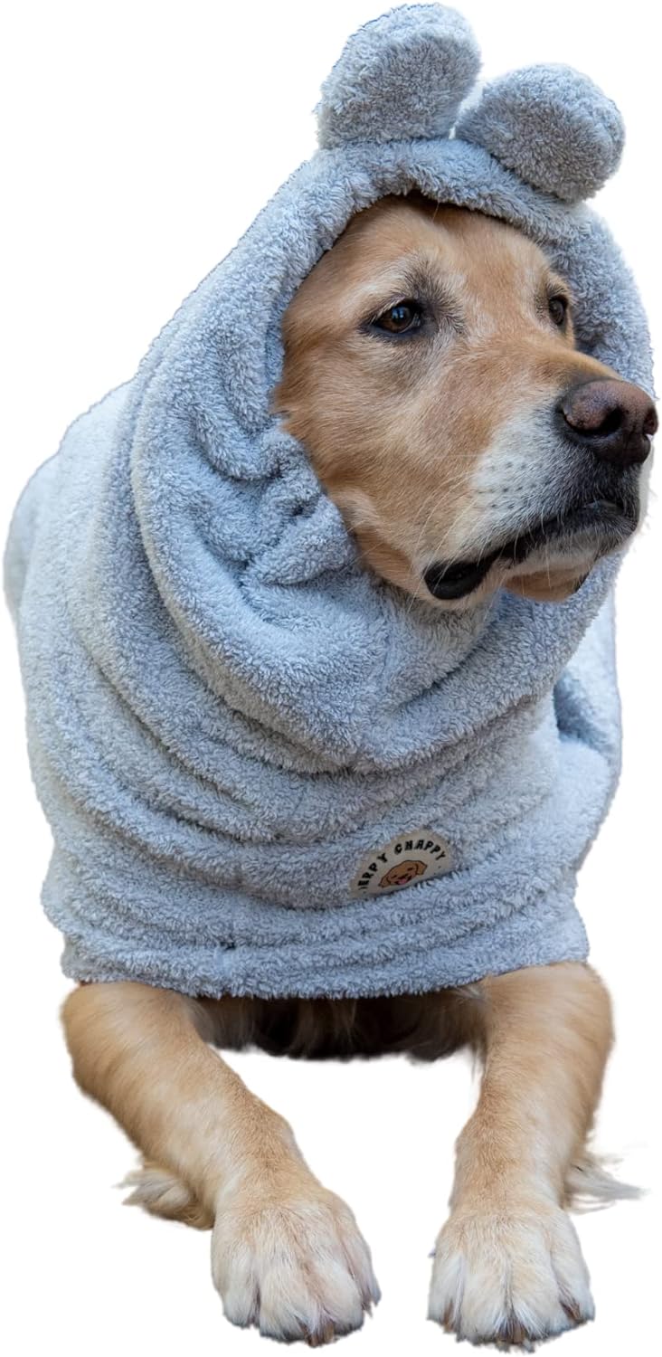 Derpy Chappy Premium Dog Bathrobe Towel, Absorbent Microfiber Robe for Small Medium Extra Large Dogs and Cats, Stylish Cozy Quick Pet Drying Towels after Bath, Pool or Beach