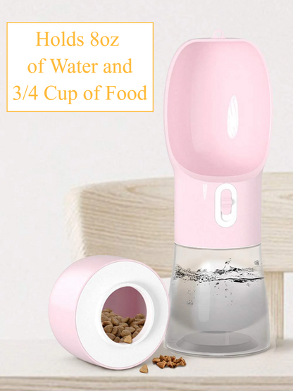 Portable Dog Water Bottle - Multifunctional Outdoor Pet Dispenser for Walking Traveling Hiking Dog&Cat Drinking Bottle and Dish Bowl -Pink