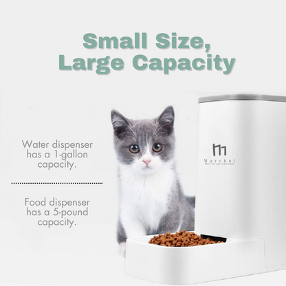 Cat or Dog Feeder and Waterer Self Dispensing, Food Storage, Automatic Feeder, Gravity Feeder and Waterer Set