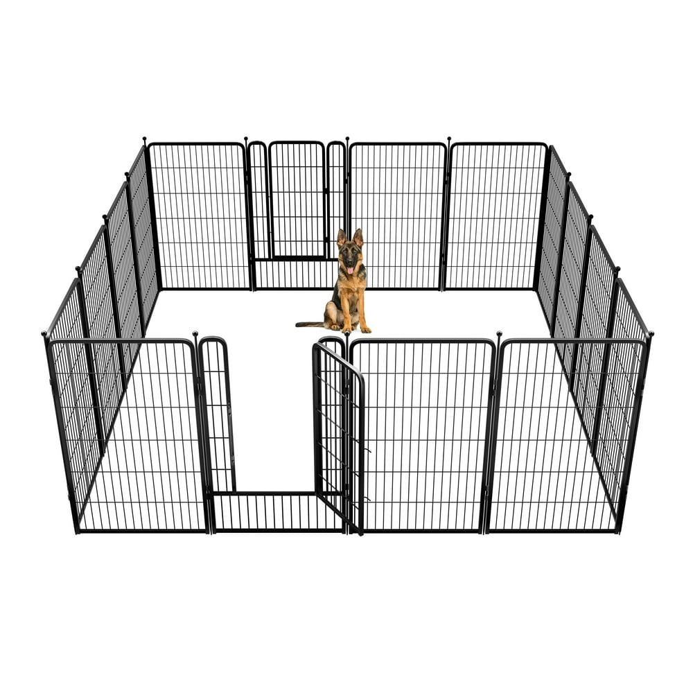 Rollick Dog Playpen Outdoor,16 Panels 32" Height Dog Fence Exercise Pen with Doors for Large/Medium/Small Dogs, Pet Puppy Playpen for RV, Camping, Yard
