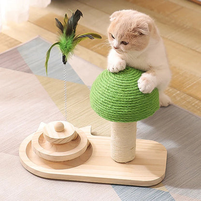 Natural Pet Tree Scratching Post with Toy for Cats