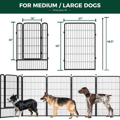 Rollick Dog Playpen Outdoor, 48 Panels 45" Height Dog Fence Exercise Pen with Doors for Large/Medium/Small Dogs, Pet Puppy Playpen for RV, Camping, Yard