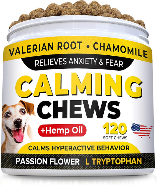 Hemp Calming Chews for Dogs - Dog Anxiety & Stress Relief Treats - Dog Treats for Separation Anxiety Relief & Fireworks for All Breeds & Sizes