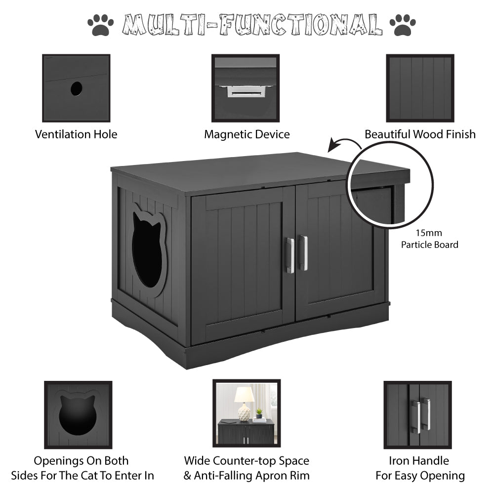 Shylish Cat Litter Box Enclosure Furniture, End Table or Nightstand