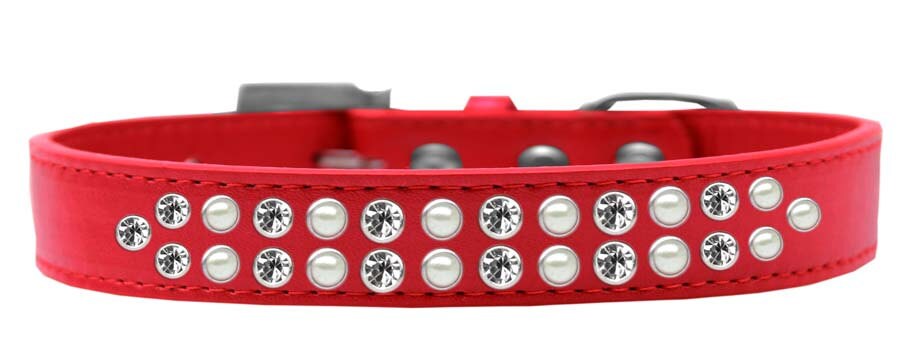Dog, Puppy & Pet Fashion  Collar, "Two Row Pearl And Clear Crystal